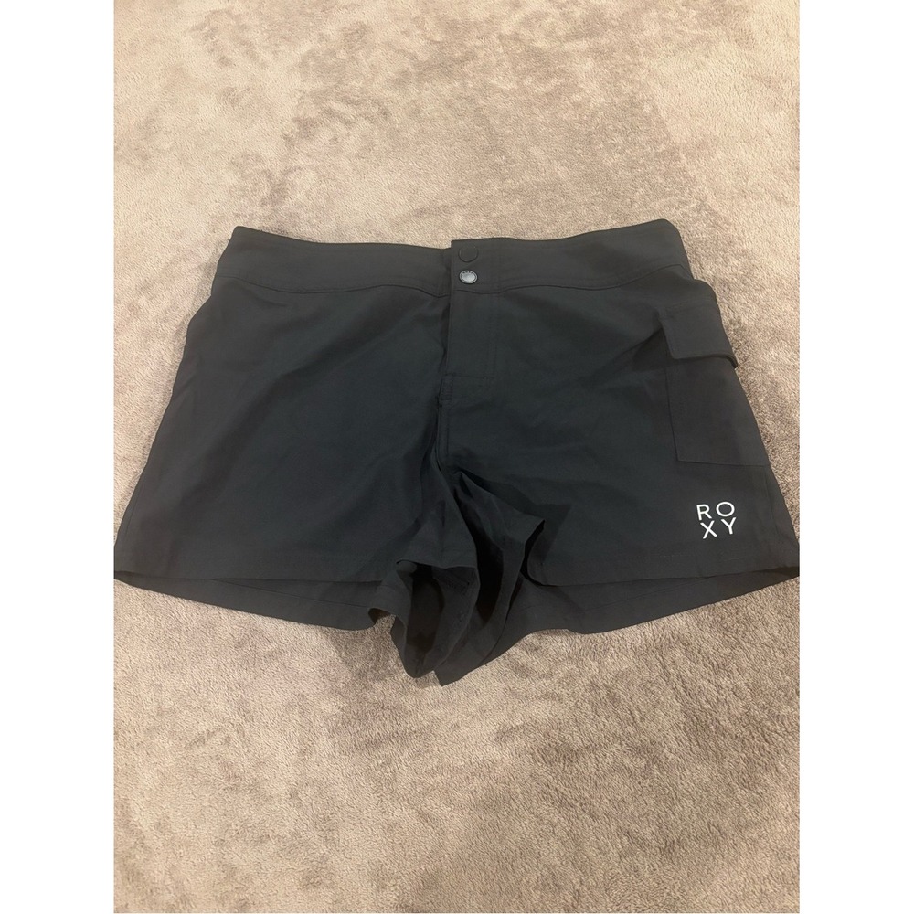 Roxy Womens Black Board Shorts Cargo Pocket Swim Trunks Size Medium